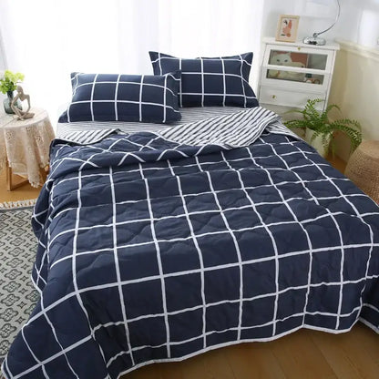 Mint green daisy print quilt set bedroom diamond quilted bedding