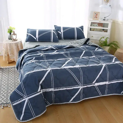 Mint green daisy print quilt set bedroom diamond quilted bedding