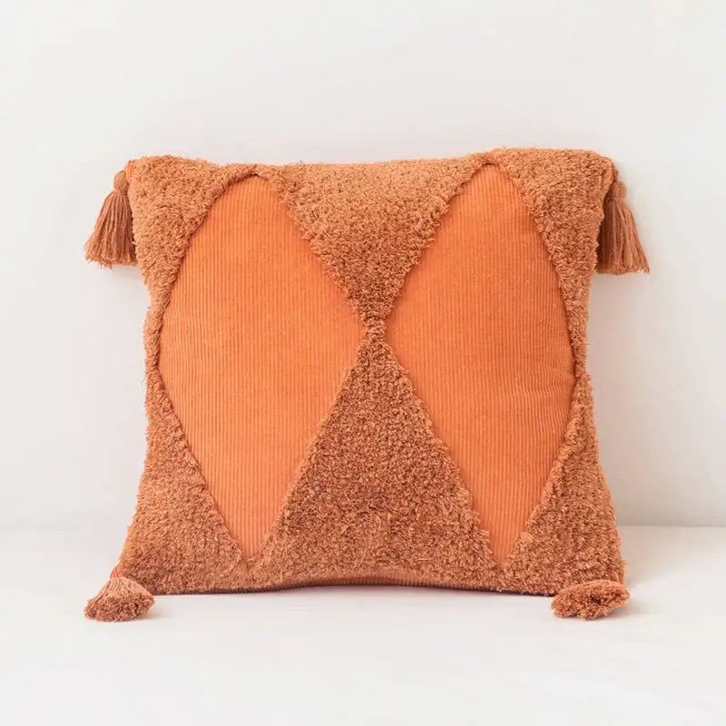 Mint green diamond tassel cushion cover living room corduroy pillow