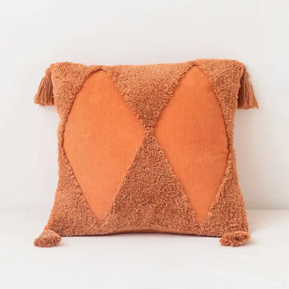 Mint green diamond tassel cushion cover living room corduroy pillow
