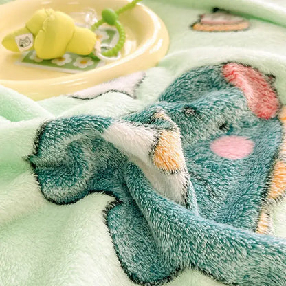 Mint green dinosaur patterns snowflake velvet blanket bedroom decor