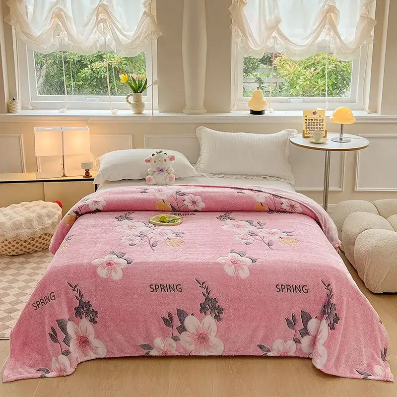 Mint green dinosaur patterns snowflake velvet blanket bedroom decor