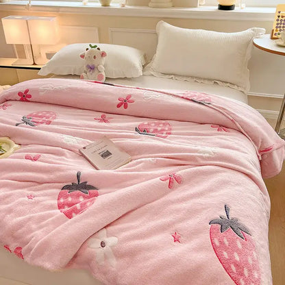 Mint green dinosaur patterns snowflake velvet blanket bedroom decor