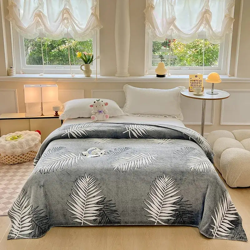 Mint green dinosaur patterns snowflake velvet blanket bedroom decor