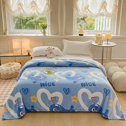 Mint green dinosaur patterns snowflake velvet blanket bedroom decor