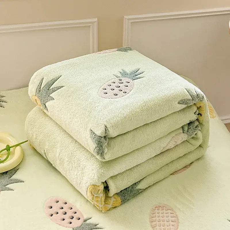 Mint green dinosaur patterns snowflake velvet blanket bedroom decor