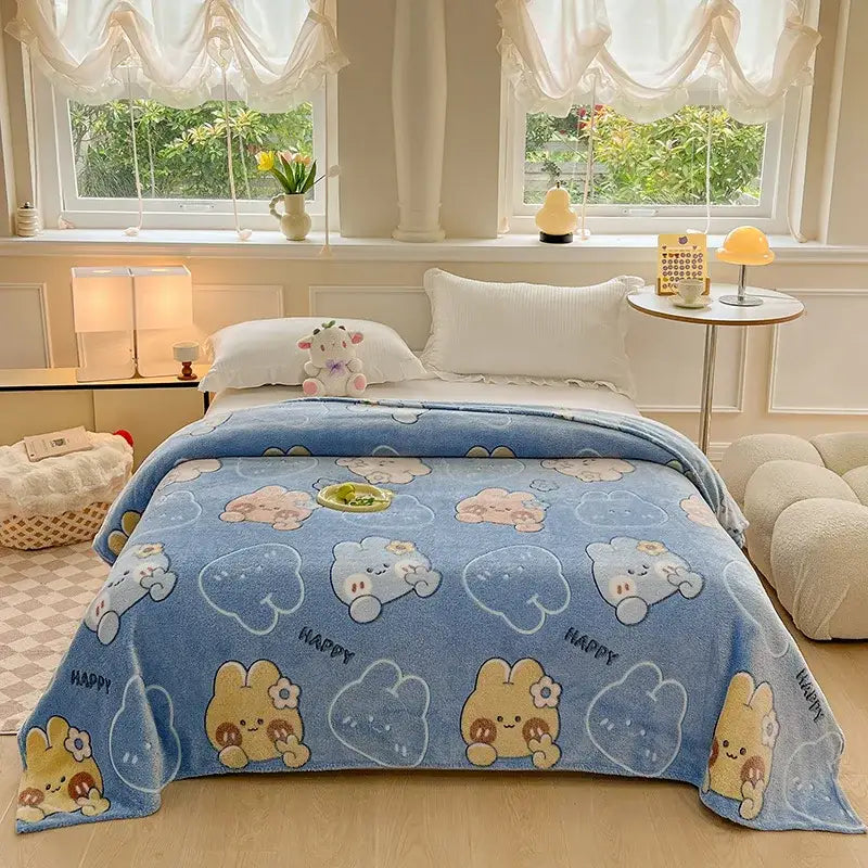 Mint green dinosaur patterns snowflake velvet blanket bedroom decor
