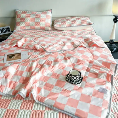 Mint green dinosaur summer quilt and latex fitted sheet set bedroom