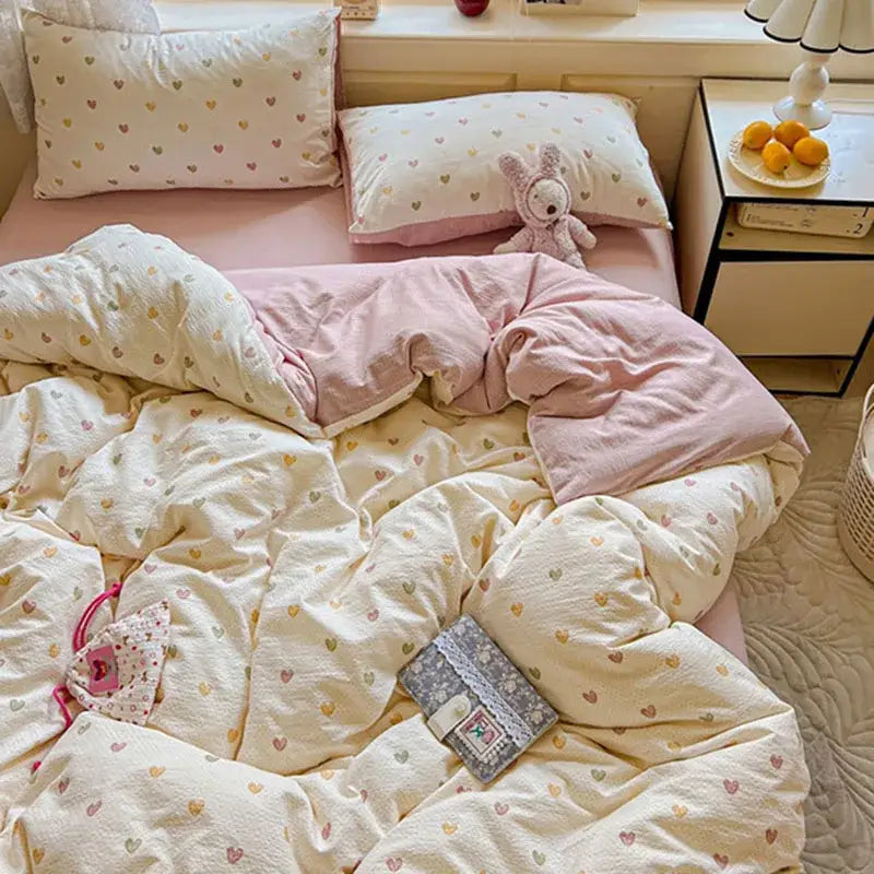 Mint green floral double layer yarn duvet cover set bedroom