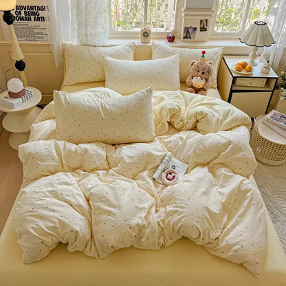 Mint green floral double layer yarn duvet cover set bedroom
