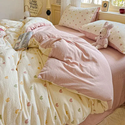 Mint green floral double layer yarn duvet cover set bedroom