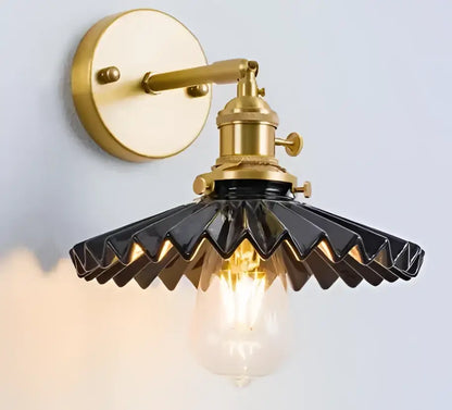 Mint green fluted glass led wall lamp sconce bedroom light