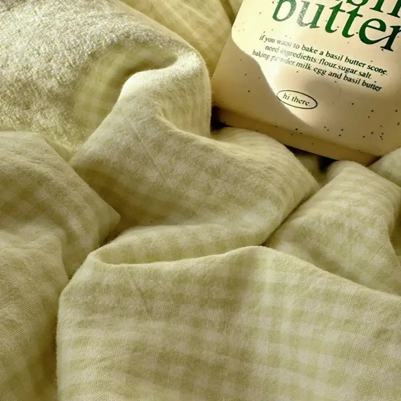 Mint green french lace washed cotton bedding sets bedroom