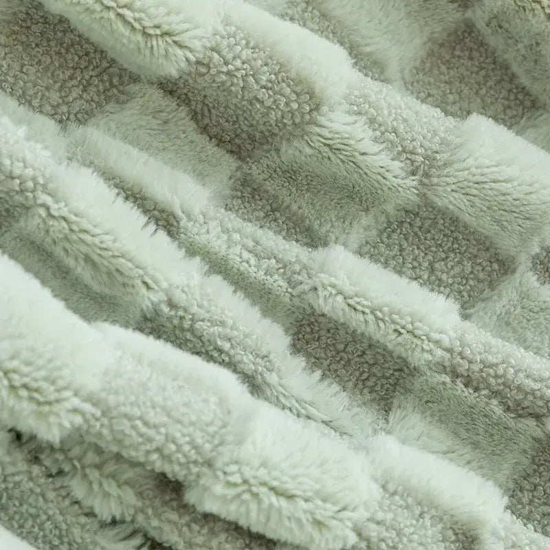 Mint green geometric jacquard flannel sofa cover living room blanket