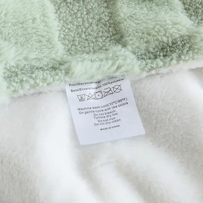 Mint green geometric jacquard flannel sofa cover living room blanket