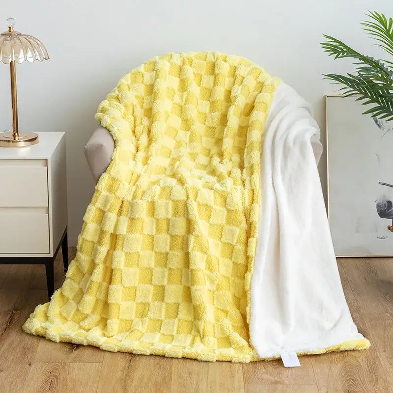 Mint green geometric jacquard flannel sofa cover living room blanket