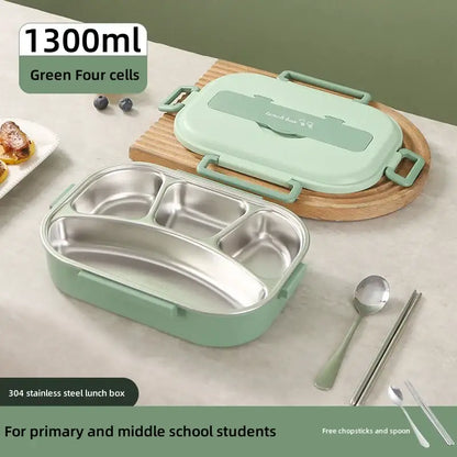 Mint green insulated bento lunch box with cutlery kitchen set