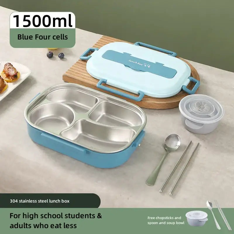 Mint green insulated bento lunch box with cutlery kitchen set