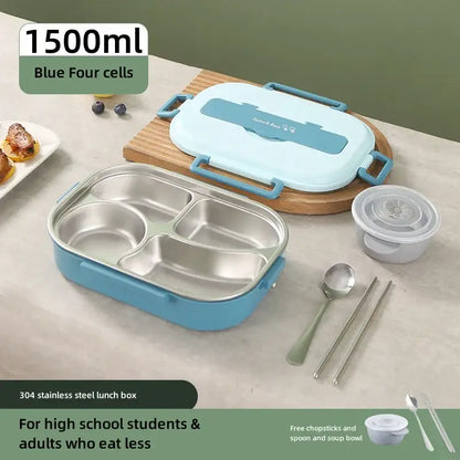 Mint green insulated bento lunch box with cutlery kitchen set