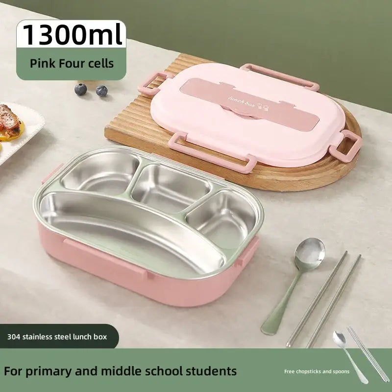 Mint green insulated bento lunch box with cutlery kitchen set