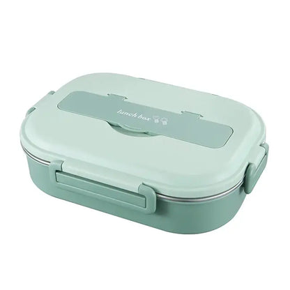 Mint green insulated bento lunch box with cutlery kitchen set