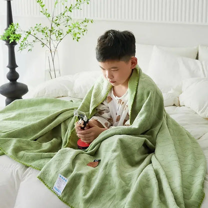 Mint green jacquard milk velvet blanket bedroom travel shawl
