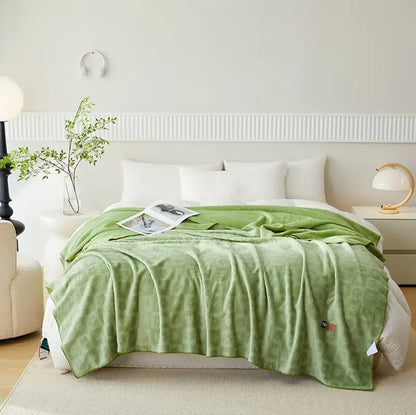 Mint green jacquard milk velvet blanket bedroom travel shawl