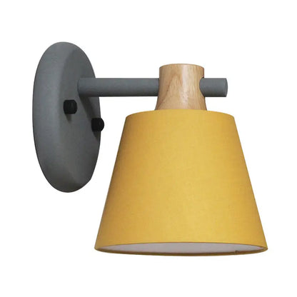 Mint green nordic bucket wall lamp for bedroom with wood accent