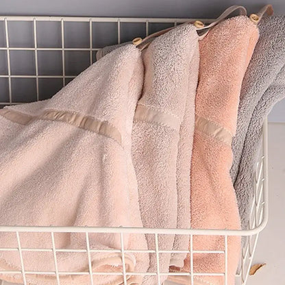 Mint green & off-white coral velvet hand towel set for bathroom