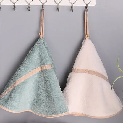 Mint green & off-white coral velvet hand towel set for bathroom