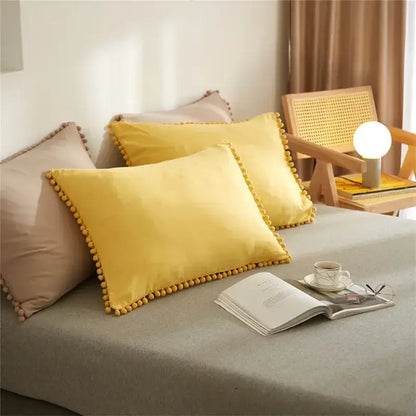 Mint green quilted duvet cover set bedroom pom pom trim