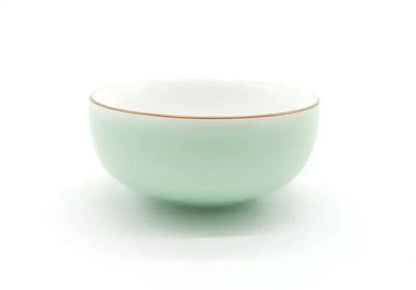 Mint green & white celadon tea cup set dining room gold rim porcelain
