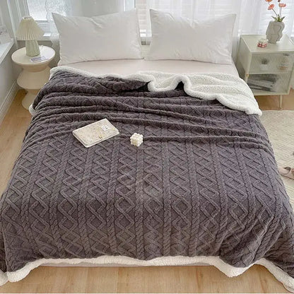 Mint green & white coral fleece blanket bedroom textured warm shawl