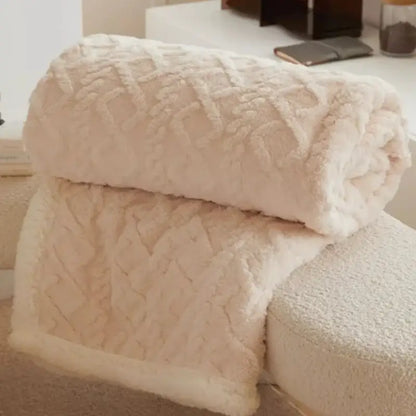 Mint green & white coral fleece blanket bedroom textured warm shawl