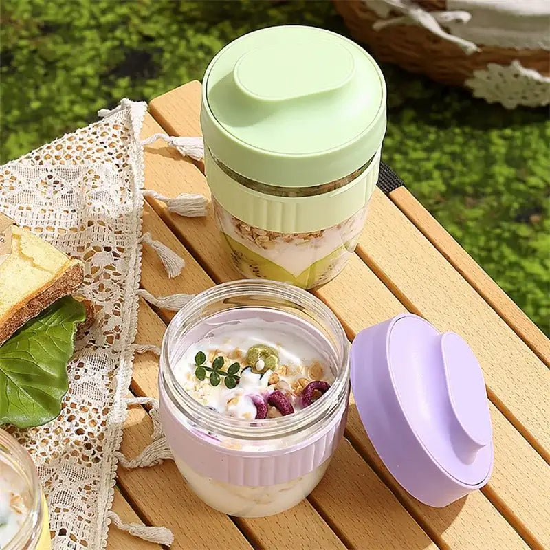 Mint green & yellow breakfast cup kitchen food container