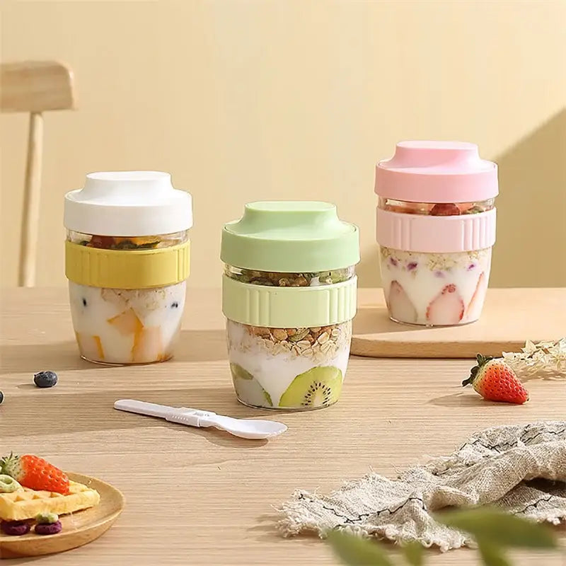 Mint green & yellow breakfast cup kitchen food container