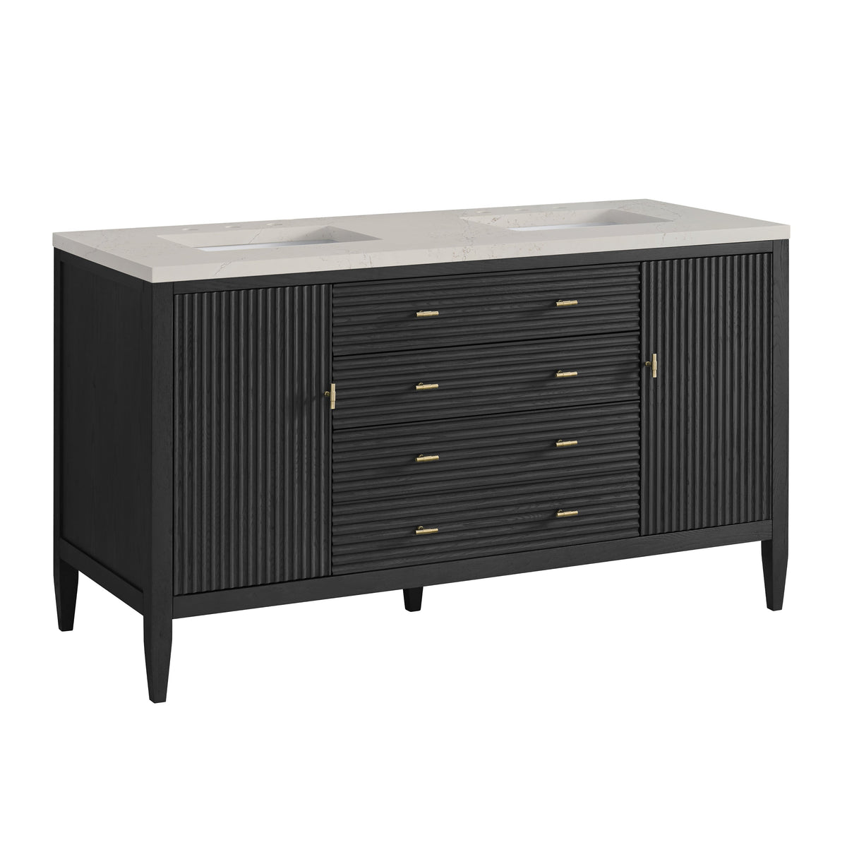 James Martin Myrrin 60" Double Bathroom Vanity, Carbon Oak