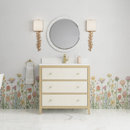 James Martin Celeste 36" Single Bathroom Vanity, Sunwashed Oak with Embossed Shagreen Drawer Fronts