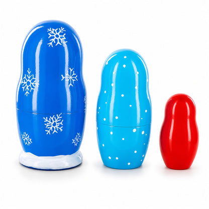 3 Santa and Polar Bear Wooden Nesting Dolls 4.25 Inches