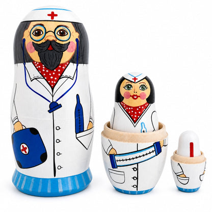 Doctor & Nurses Wooden Nesting Dolls