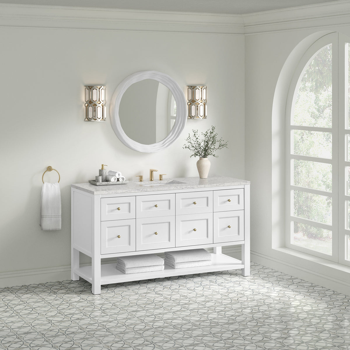 James Martin Breckenridge 60" Single Bathroom Vanity, Bright White