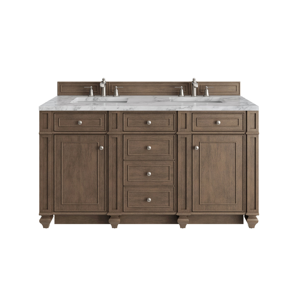 James Martin Bristol 60" Double Bathroom Vanity, Whitewashed Walnut