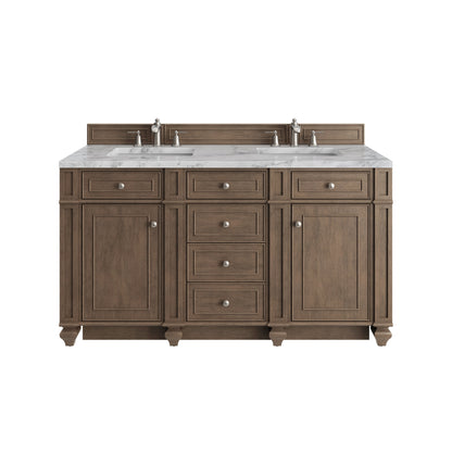 James Martin Bristol 60" Double Bathroom Vanity, Whitewashed Walnut