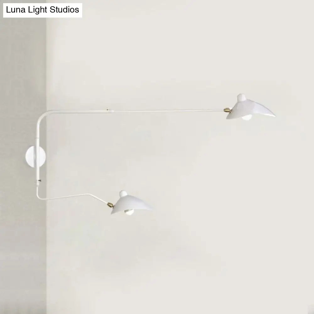 DecorBites™ Modern 1/2-Light Wall Sconce with Curved Arm & Metallic Shade - Black/White Wall Mounted Lamp for Living Room