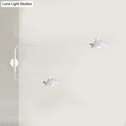 DecorBites™ Modern 1/2-Light Wall Sconce with Curved Arm & Metallic Shade - Black/White Wall Mounted Lamp for Living Room