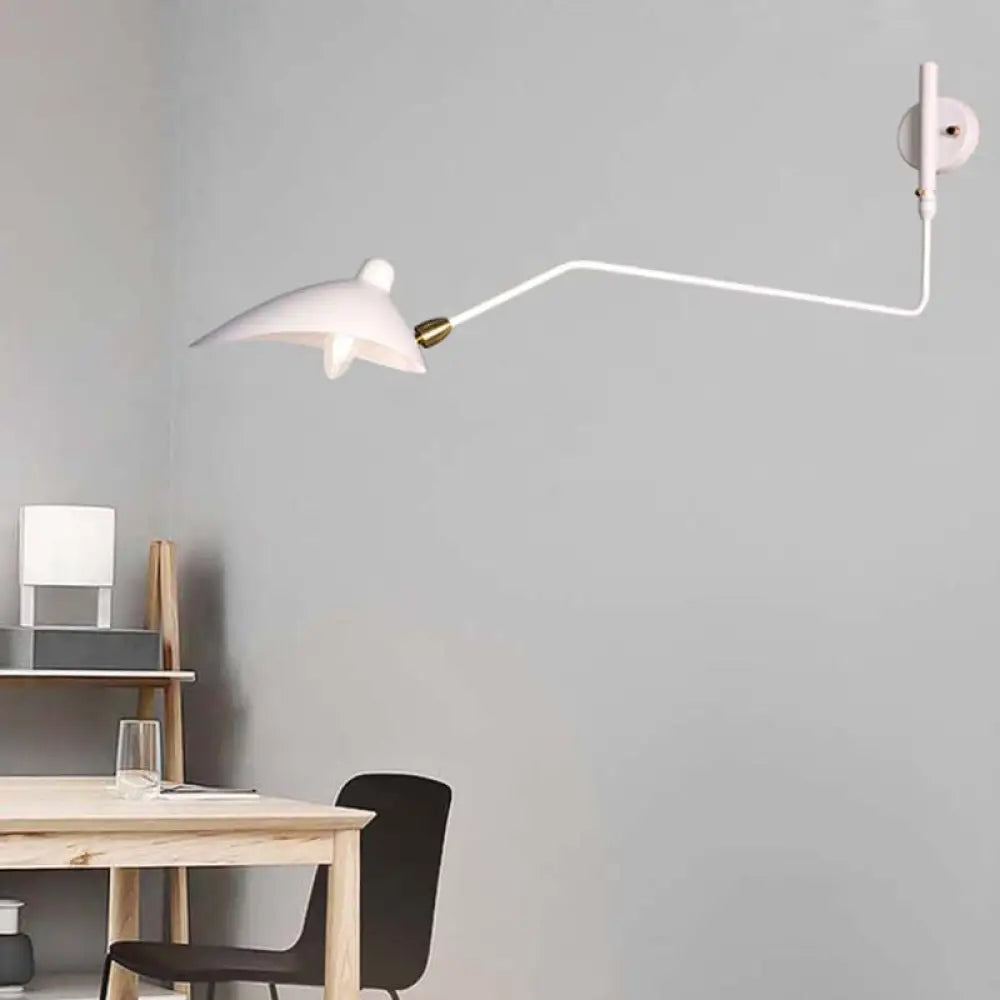 DecorBites™ Modern 1/2-Light Wall Sconce with Curved Arm & Metallic Shade - Black/White Wall Mounted Lamp for Living Room