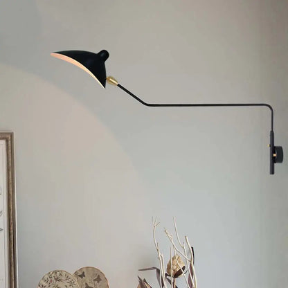 DecorBites™ Modern 1/2-Light Wall Sconce with Curved Arm & Metallic Shade - Black/White Wall Mounted Lamp for Living Room