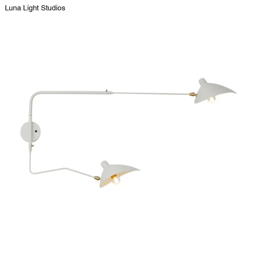 DecorBites™ Modern 1/2-Light Wall Sconce with Curved Arm & Metallic Shade - Black/White Wall Mounted Lamp for Living Room
