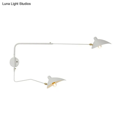 DecorBites™ Modern 1/2-Light Wall Sconce with Curved Arm & Metallic Shade - Black/White Wall Mounted Lamp for Living Room