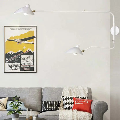 DecorBites™ Modern 1/2-Light Wall Sconce with Curved Arm & Metallic Shade - Black/White Wall Mounted Lamp for Living Room
